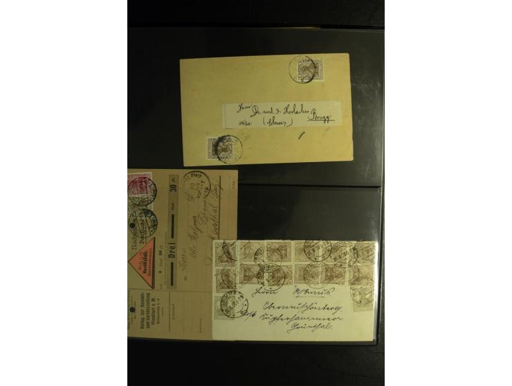 1900/1918, umfangreiche Sammlung mit über 400 Briefen und Karten, dabei viele Einzel- und Mehrfachfrankaturen, R-Briefe, Misc
