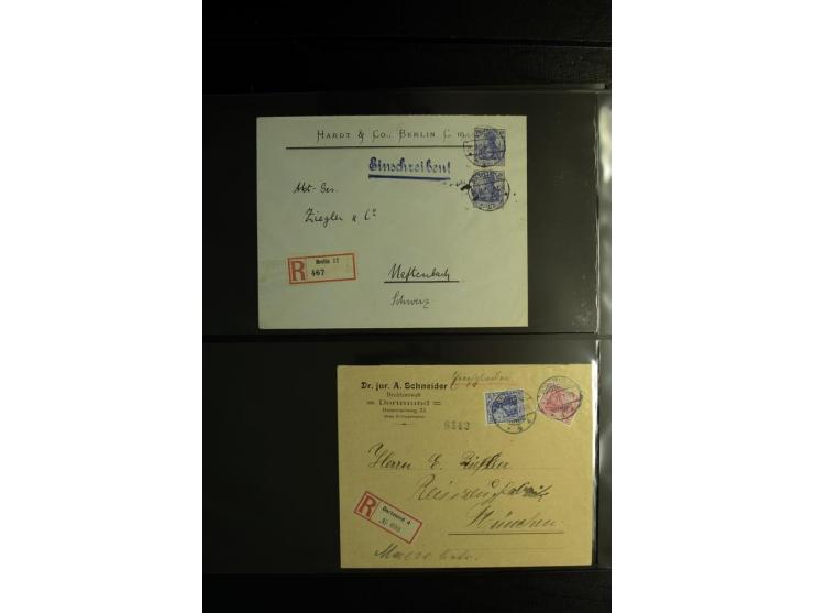 1900/1918, umfangreiche Sammlung mit über 400 Briefen und Karten, dabei viele Einzel- und Mehrfachfrankaturen, R-Briefe, Misc