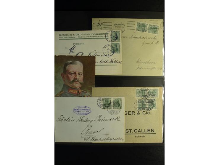 1900/1918, umfangreiche Sammlung mit über 400 Briefen und Karten, dabei viele Einzel- und Mehrfachfrankaturen, R-Briefe, Misc