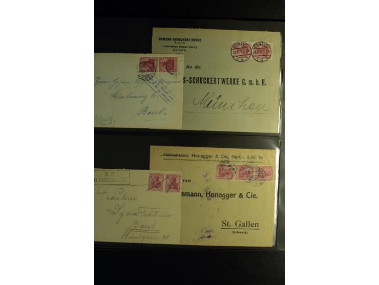 1900/1918, umfangreiche Sammlung mit über 400 Briefen und Karten, dabei viele Einzel- und Mehrfachfrankaturen, R-Briefe, Misc