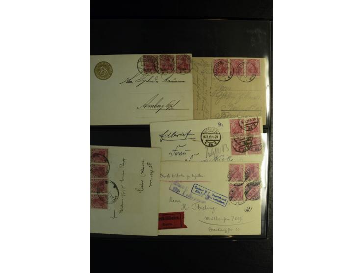 1900/1918, umfangreiche Sammlung mit über 400 Briefen und Karten, dabei viele Einzel- und Mehrfachfrankaturen, R-Briefe, Misc