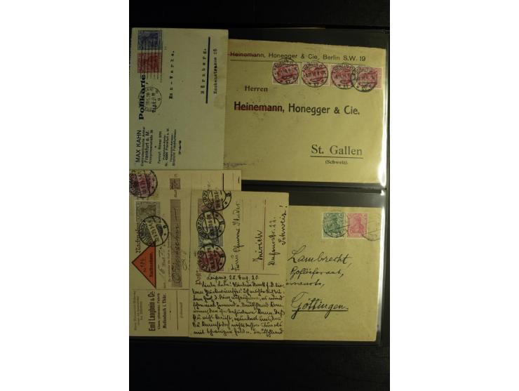 1900/1918, umfangreiche Sammlung mit über 400 Briefen und Karten, dabei viele Einzel- und Mehrfachfrankaturen, R-Briefe, Misc