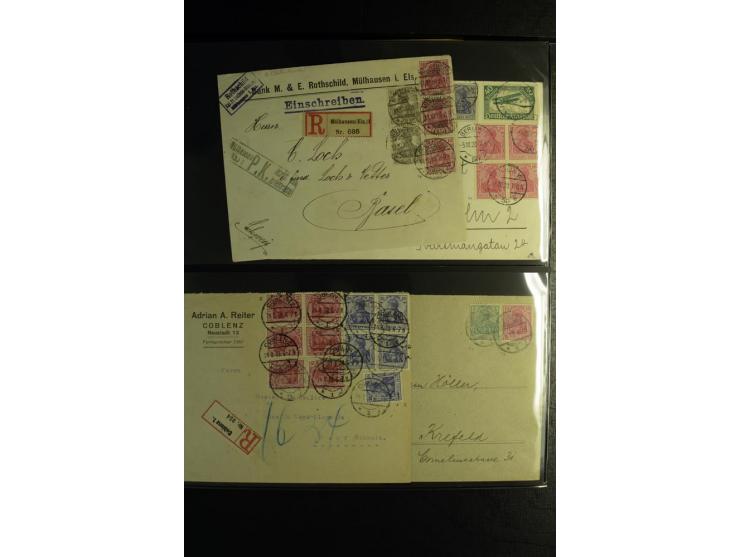 1900/1918, umfangreiche Sammlung mit über 400 Briefen und Karten, dabei viele Einzel- und Mehrfachfrankaturen, R-Briefe, Misc