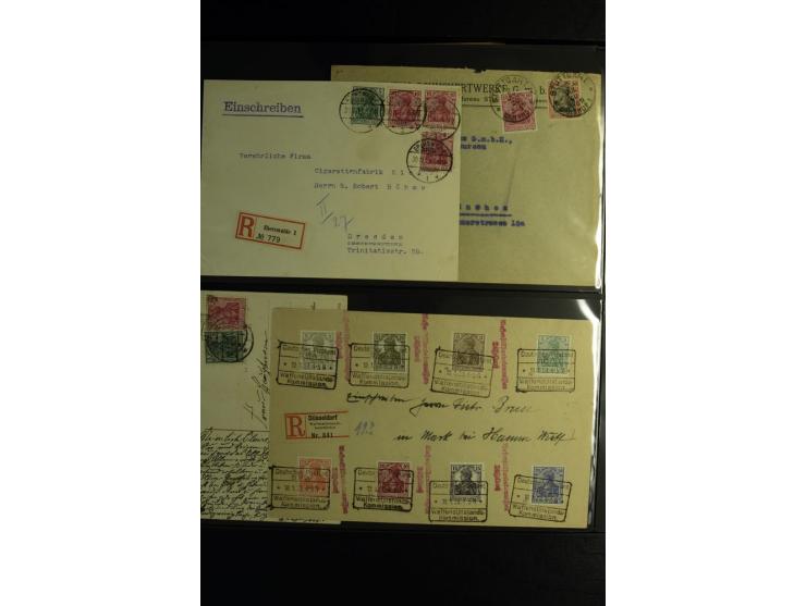 1900/1918, umfangreiche Sammlung mit über 400 Briefen und Karten, dabei viele Einzel- und Mehrfachfrankaturen, R-Briefe, Misc