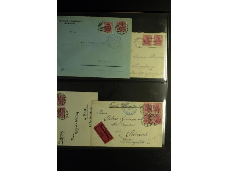 1900/1918, umfangreiche Sammlung mit über 400 Briefen und Karten, dabei viele Einzel- und Mehrfachfrankaturen, R-Briefe, Misc