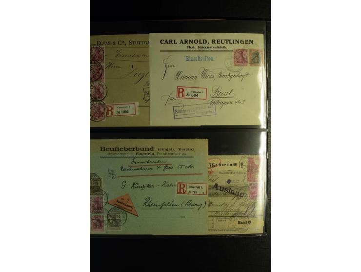 1900/1918, umfangreiche Sammlung mit über 400 Briefen und Karten, dabei viele Einzel- und Mehrfachfrankaturen, R-Briefe, Misc