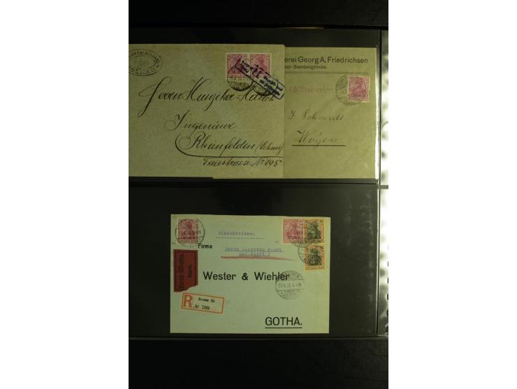 1900/1918, umfangreiche Sammlung mit über 400 Briefen und Karten, dabei viele Einzel- und Mehrfachfrankaturen, R-Briefe, Misc