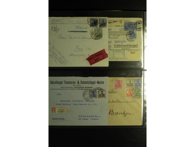 1900/1918, umfangreiche Sammlung mit über 400 Briefen und Karten, dabei viele Einzel- und Mehrfachfrankaturen, R-Briefe, Misc
