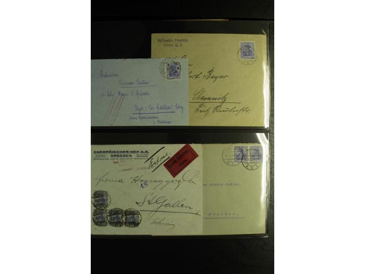 1900/1918, umfangreiche Sammlung mit über 400 Briefen und Karten, dabei viele Einzel- und Mehrfachfrankaturen, R-Briefe, Misc