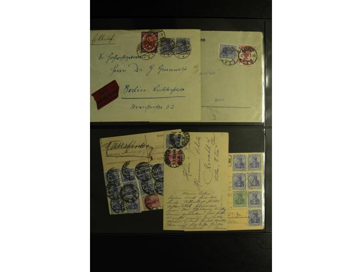 1900/1918, umfangreiche Sammlung mit über 400 Briefen und Karten, dabei viele Einzel- und Mehrfachfrankaturen, R-Briefe, Misc