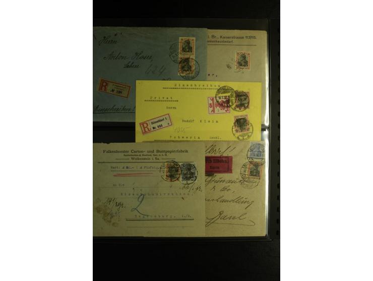 1900/1918, umfangreiche Sammlung mit über 400 Briefen und Karten, dabei viele Einzel- und Mehrfachfrankaturen, R-Briefe, Misc