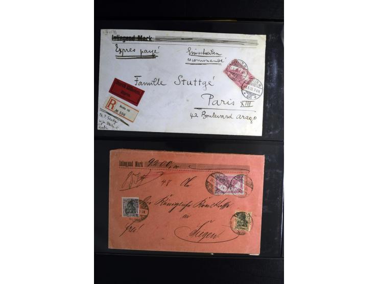 1900/1918, umfangreiche Sammlung mit über 400 Briefen und Karten, dabei viele Einzel- und Mehrfachfrankaturen, R-Briefe, Misc