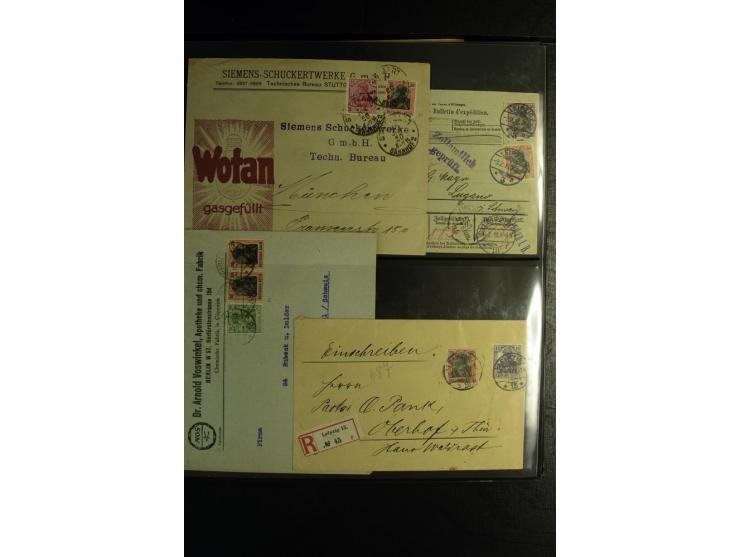 1900/1918, umfangreiche Sammlung mit über 400 Briefen und Karten, dabei viele Einzel- und Mehrfachfrankaturen, R-Briefe, Misc