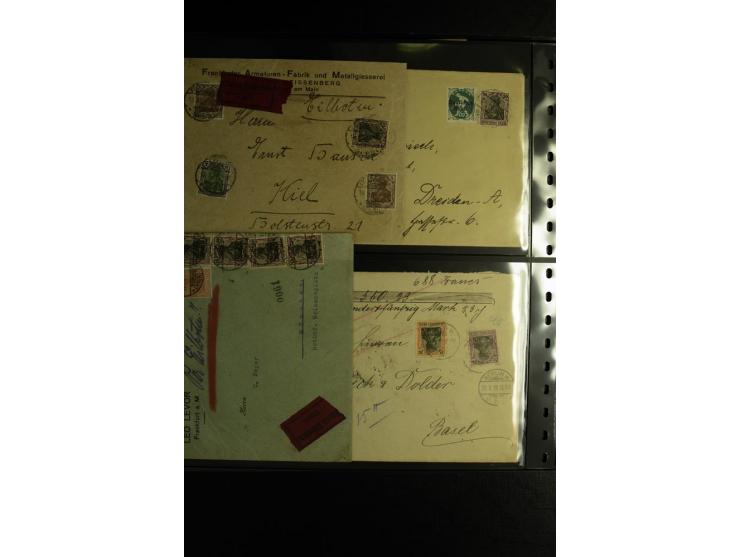 1900/1918, umfangreiche Sammlung mit über 400 Briefen und Karten, dabei viele Einzel- und Mehrfachfrankaturen, R-Briefe, Misc