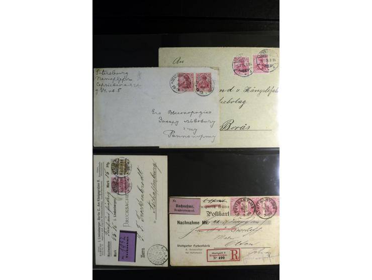 1900/1918, umfangreiche Sammlung mit über 400 Briefen und Karten, dabei viele Einzel- und Mehrfachfrankaturen, R-Briefe, Misc