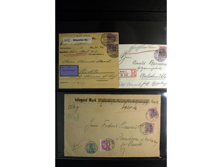 1900/1918, umfangreiche Sammlung mit über 400 Briefen und Karten, dabei viele Einzel- und Mehrfachfrankaturen, R-Briefe, Misc