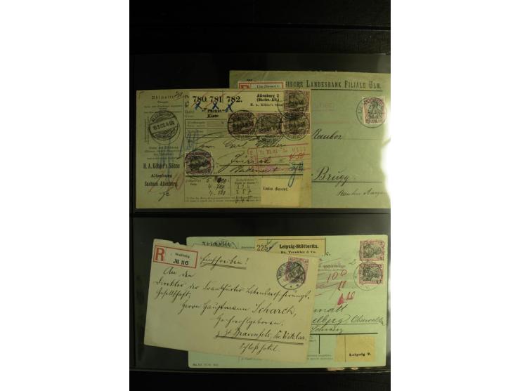 1900/1918, umfangreiche Sammlung mit über 400 Briefen und Karten, dabei viele Einzel- und Mehrfachfrankaturen, R-Briefe, Misc