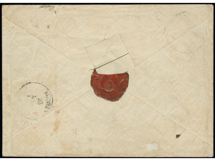 Envelope 10 K. with numeral "1" and adjacent red "ВАРШАВА 21 3", addressed to Dorpat (Tartu), with intact wax seal on back, s