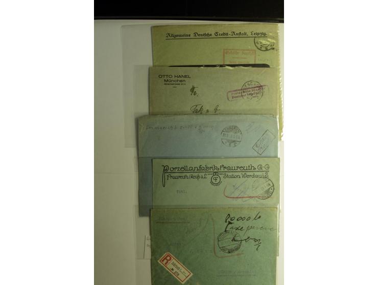 1921/1923, Gebühr bezahlt und Postfreistempel, interessante Sammlung inkl. einiger Doubletten mit einigen hundert Briefen und
