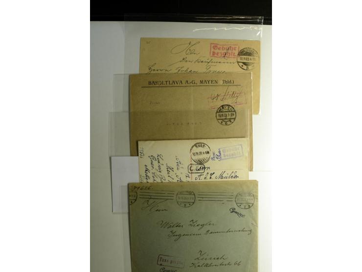 1921/1923, Gebühr bezahlt und Postfreistempel, interessante Sammlung inkl. einiger Doubletten mit einigen hundert Briefen und