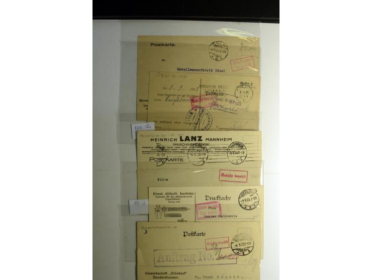 1921/1923, Gebühr bezahlt und Postfreistempel, interessante Sammlung inkl. einiger Doubletten mit einigen hundert Briefen und
