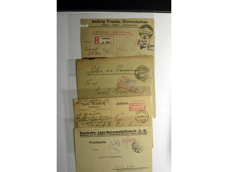 1921/1923, Gebühr bezahlt und Postfreistempel, interessante Sammlung inkl. einiger Doubletten mit einigen hundert Briefen und