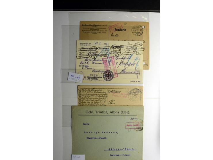 1921/1923, Gebühr bezahlt und Postfreistempel, interessante Sammlung inkl. einiger Doubletten mit einigen hundert Briefen und