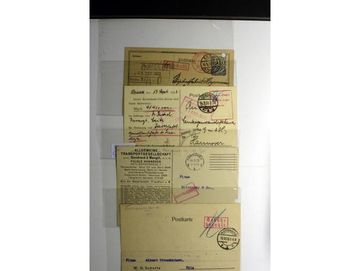 1921/1923, Gebühr bezahlt und Postfreistempel, interessante Sammlung inkl. einiger Doubletten mit einigen hundert Briefen und