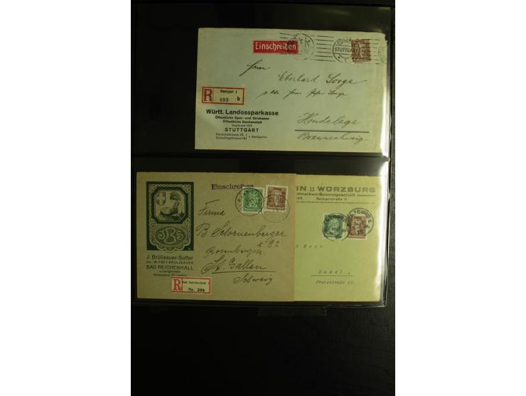1923/1932, umfangreiche Sammlung mit einigen hundert Briefen und Karten mit vielen besseren Einzel- und Mehrfachfrankaturen, 