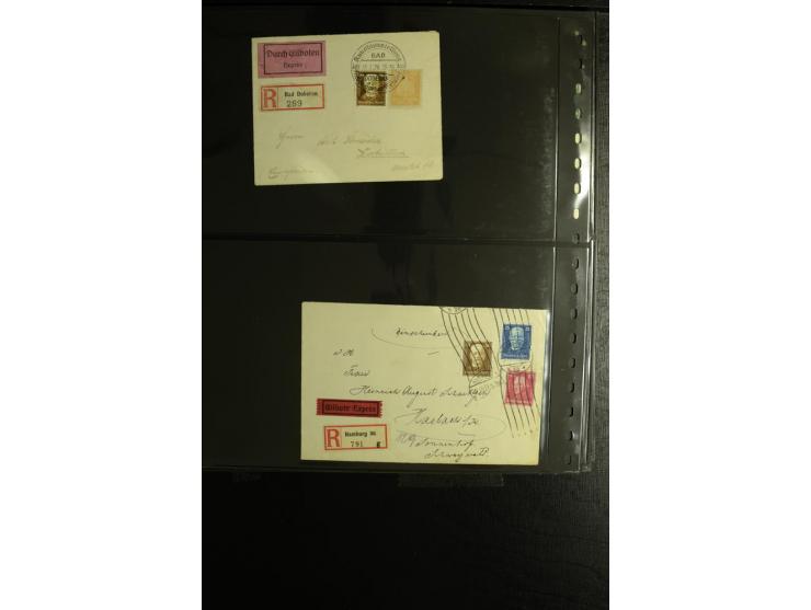 1923/1932, umfangreiche Sammlung mit einigen hundert Briefen und Karten mit vielen besseren Einzel- und Mehrfachfrankaturen, 