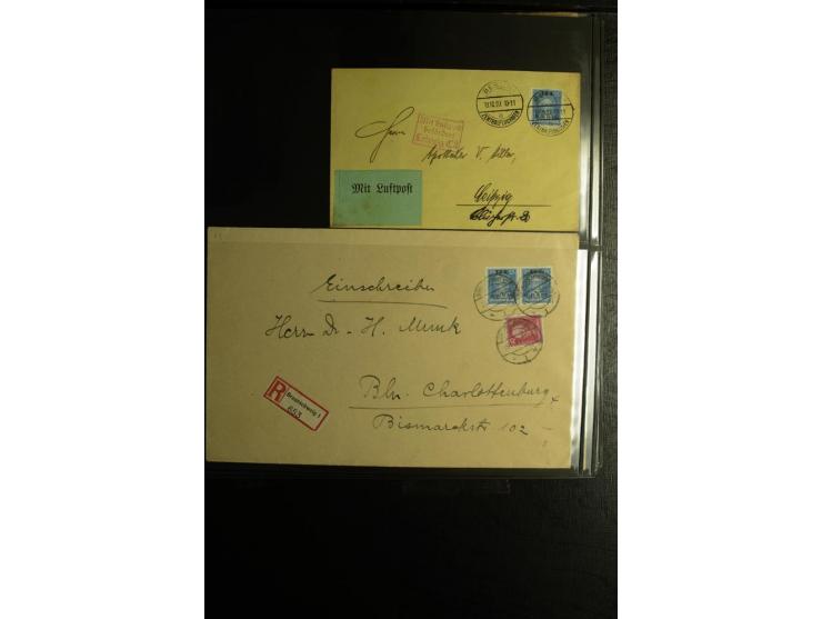 1923/1932, umfangreiche Sammlung mit einigen hundert Briefen und Karten mit vielen besseren Einzel- und Mehrfachfrankaturen, 