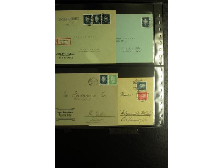 1923/1932, umfangreiche Sammlung mit einigen hundert Briefen und Karten mit vielen besseren Einzel- und Mehrfachfrankaturen, 