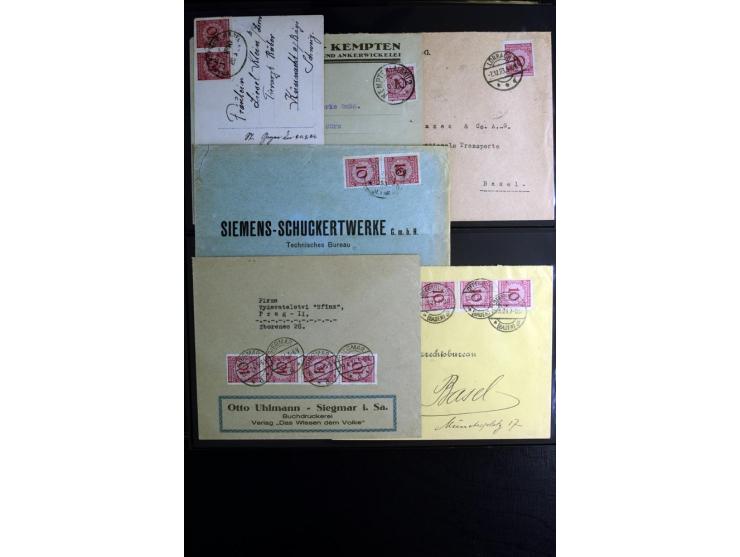 1923/1932, umfangreiche Sammlung mit einigen hundert Briefen und Karten mit vielen besseren Einzel- und Mehrfachfrankaturen, 