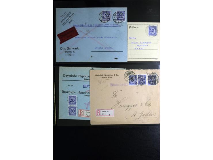 1923/1932, umfangreiche Sammlung mit einigen hundert Briefen und Karten mit vielen besseren Einzel- und Mehrfachfrankaturen, 
