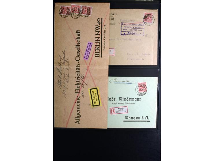 1923/1932, umfangreiche Sammlung mit einigen hundert Briefen und Karten mit vielen besseren Einzel- und Mehrfachfrankaturen, 