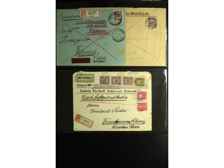 1923/1932, umfangreiche Sammlung mit einigen hundert Briefen und Karten mit vielen besseren Einzel- und Mehrfachfrankaturen, 