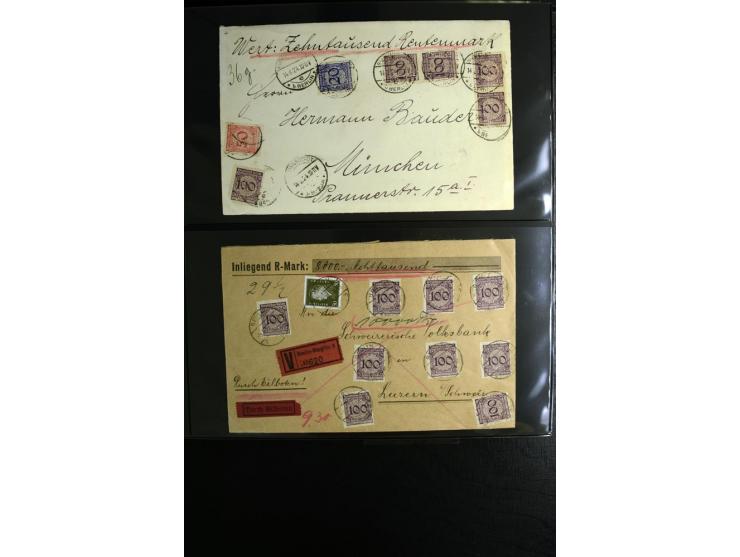1923/1932, umfangreiche Sammlung mit einigen hundert Briefen und Karten mit vielen besseren Einzel- und Mehrfachfrankaturen, 