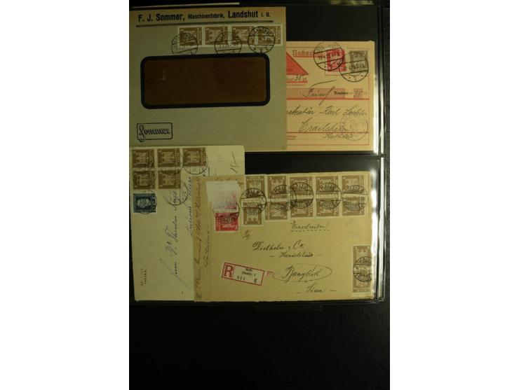1923/1932, umfangreiche Sammlung mit einigen hundert Briefen und Karten mit vielen besseren Einzel- und Mehrfachfrankaturen, 
