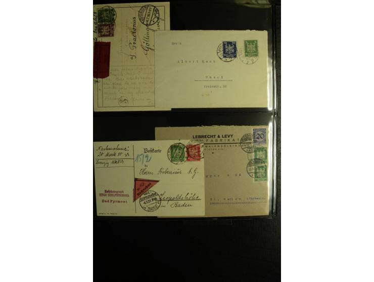 1923/1932, umfangreiche Sammlung mit einigen hundert Briefen und Karten mit vielen besseren Einzel- und Mehrfachfrankaturen, 