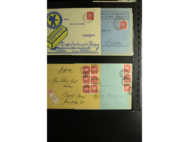 1923/1932, umfangreiche Sammlung mit einigen hundert Briefen und Karten mit vielen besseren Einzel- und Mehrfachfrankaturen, 