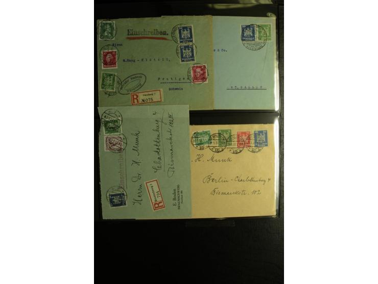 1923/1932, umfangreiche Sammlung mit einigen hundert Briefen und Karten mit vielen besseren Einzel- und Mehrfachfrankaturen, 