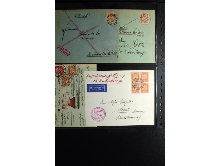 1923/1932, umfangreiche Sammlung mit einigen hundert Briefen und Karten mit vielen besseren Einzel- und Mehrfachfrankaturen, 