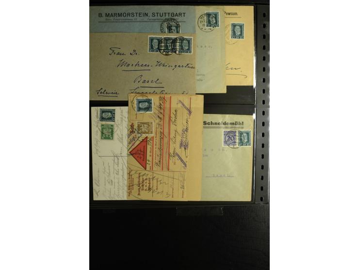 1923/1932, umfangreiche Sammlung mit einigen hundert Briefen und Karten mit vielen besseren Einzel- und Mehrfachfrankaturen, 