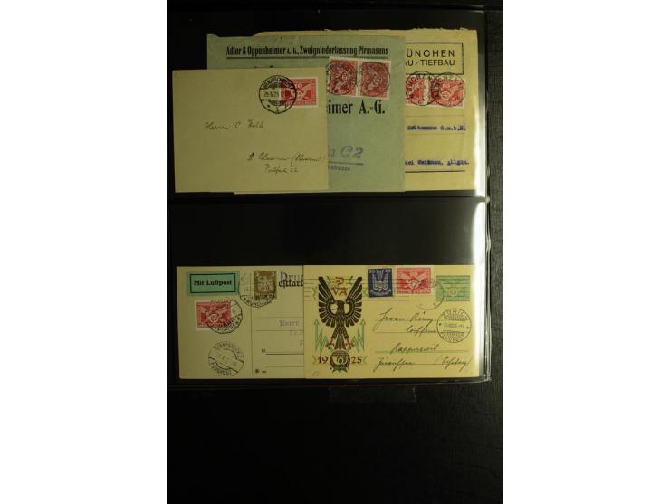 1923/1932, umfangreiche Sammlung mit einigen hundert Briefen und Karten mit vielen besseren Einzel- und Mehrfachfrankaturen, 