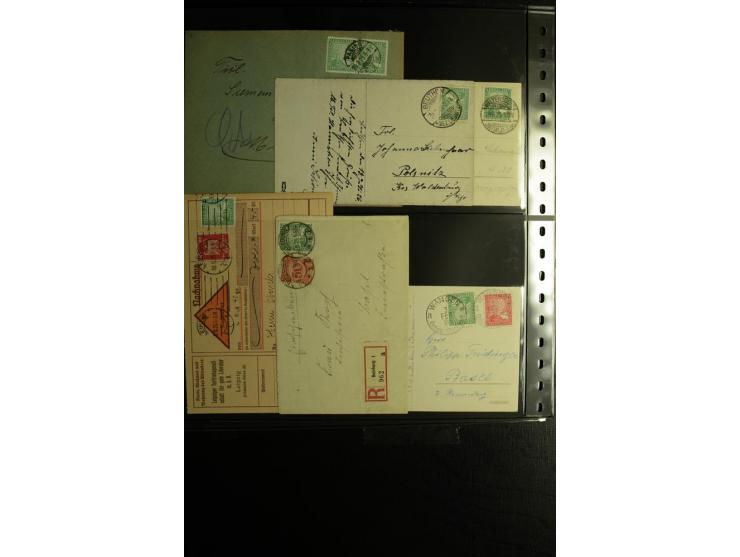 1923/1932, umfangreiche Sammlung mit einigen hundert Briefen und Karten mit vielen besseren Einzel- und Mehrfachfrankaturen, 