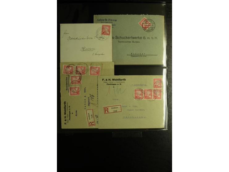 1923/1932, umfangreiche Sammlung mit einigen hundert Briefen und Karten mit vielen besseren Einzel- und Mehrfachfrankaturen, 