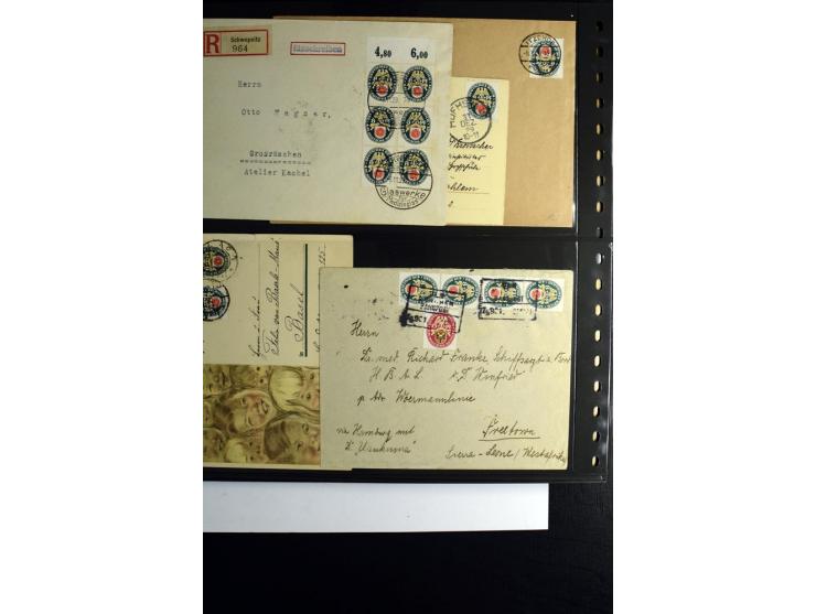 1923/1932, umfangreiche Sammlung mit einigen hundert Briefen und Karten mit vielen besseren Einzel- und Mehrfachfrankaturen, 