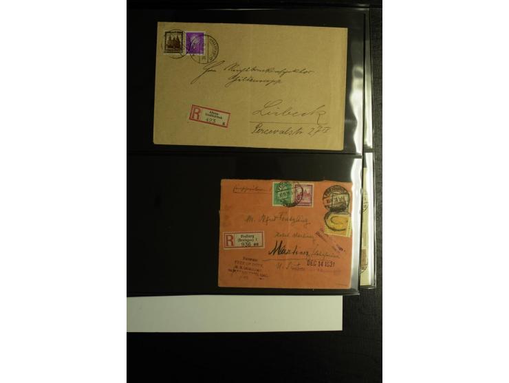 1923/1932, umfangreiche Sammlung mit einigen hundert Briefen und Karten mit vielen besseren Einzel- und Mehrfachfrankaturen, 
