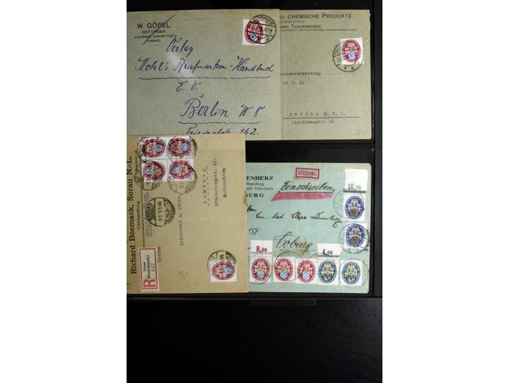 1923/1932, umfangreiche Sammlung mit einigen hundert Briefen und Karten mit vielen besseren Einzel- und Mehrfachfrankaturen, 