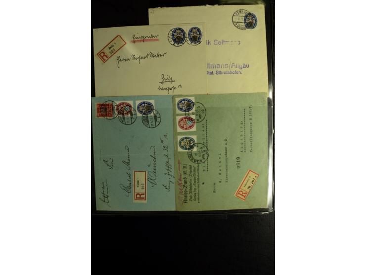 1923/1932, umfangreiche Sammlung mit einigen hundert Briefen und Karten mit vielen besseren Einzel- und Mehrfachfrankaturen, 